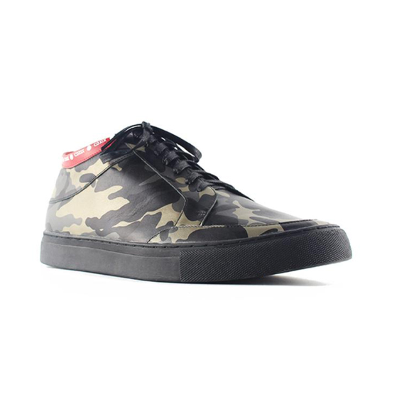 CAMOUFLAGE LEATHER HALF TOP SNEAKERS