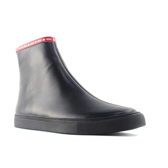 BLACK LEATHER 2 PANEL ZIPPER BOOT SNEAKERS