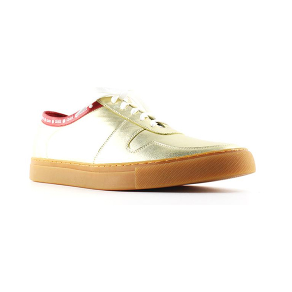 GOLD LEATHER ARMY LACE UP SNEAKERS