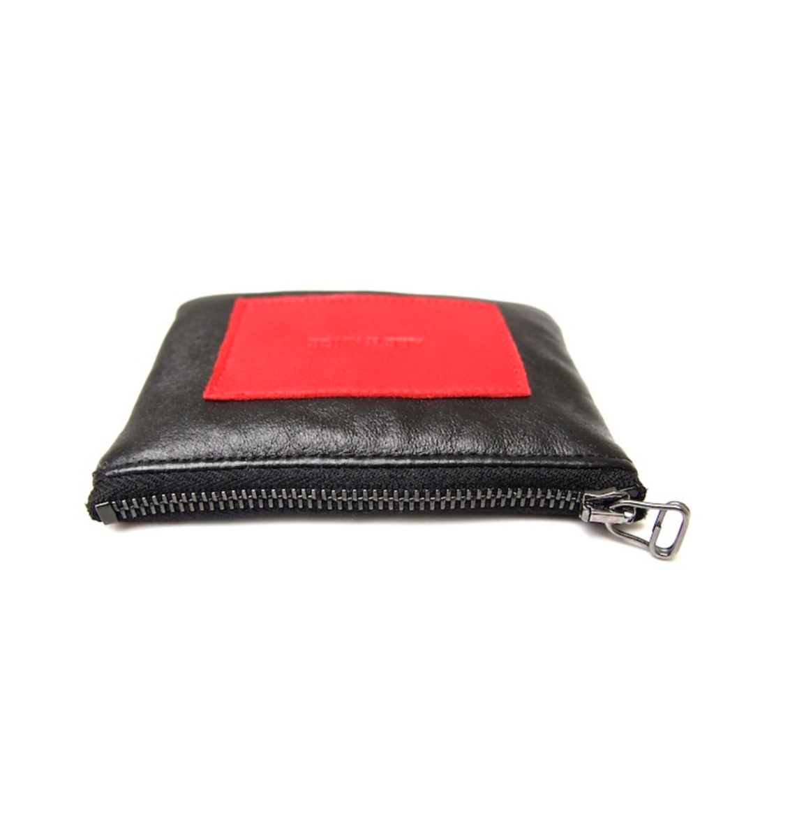 BLK LEATHER WALLET WITH RED LEATHER PATCH 2