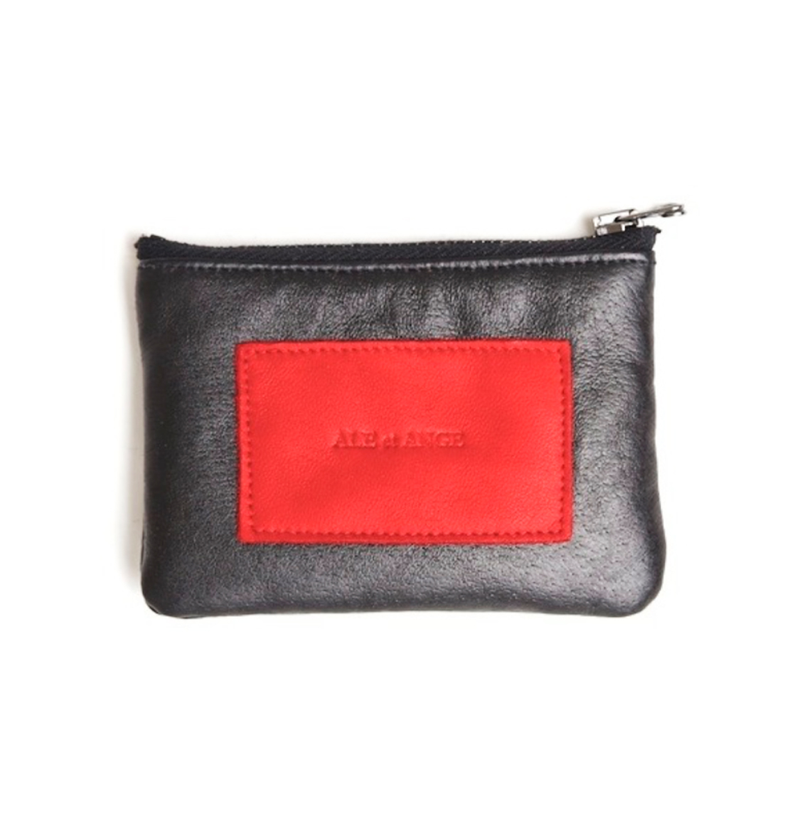 BLK LEATHER WALLET WITH RED LEATHER PATCH 3