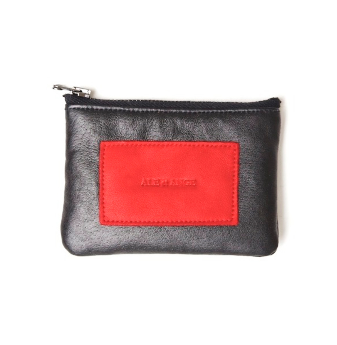BLK LEATHER WALLET WITH RED LEATHER PATCH 5