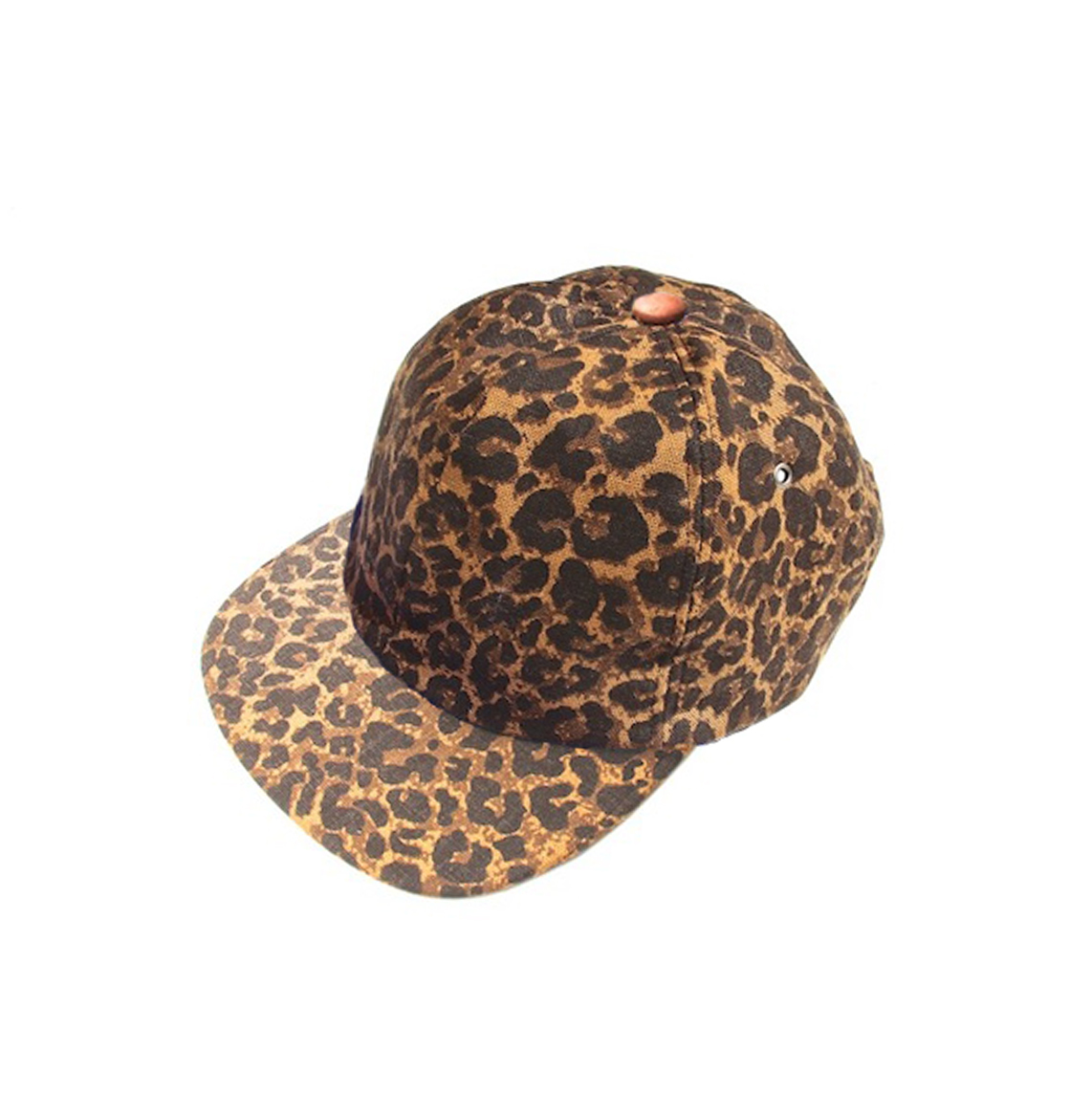 BROWN BRUSHED COTTON CHEETAH PRINT CAP