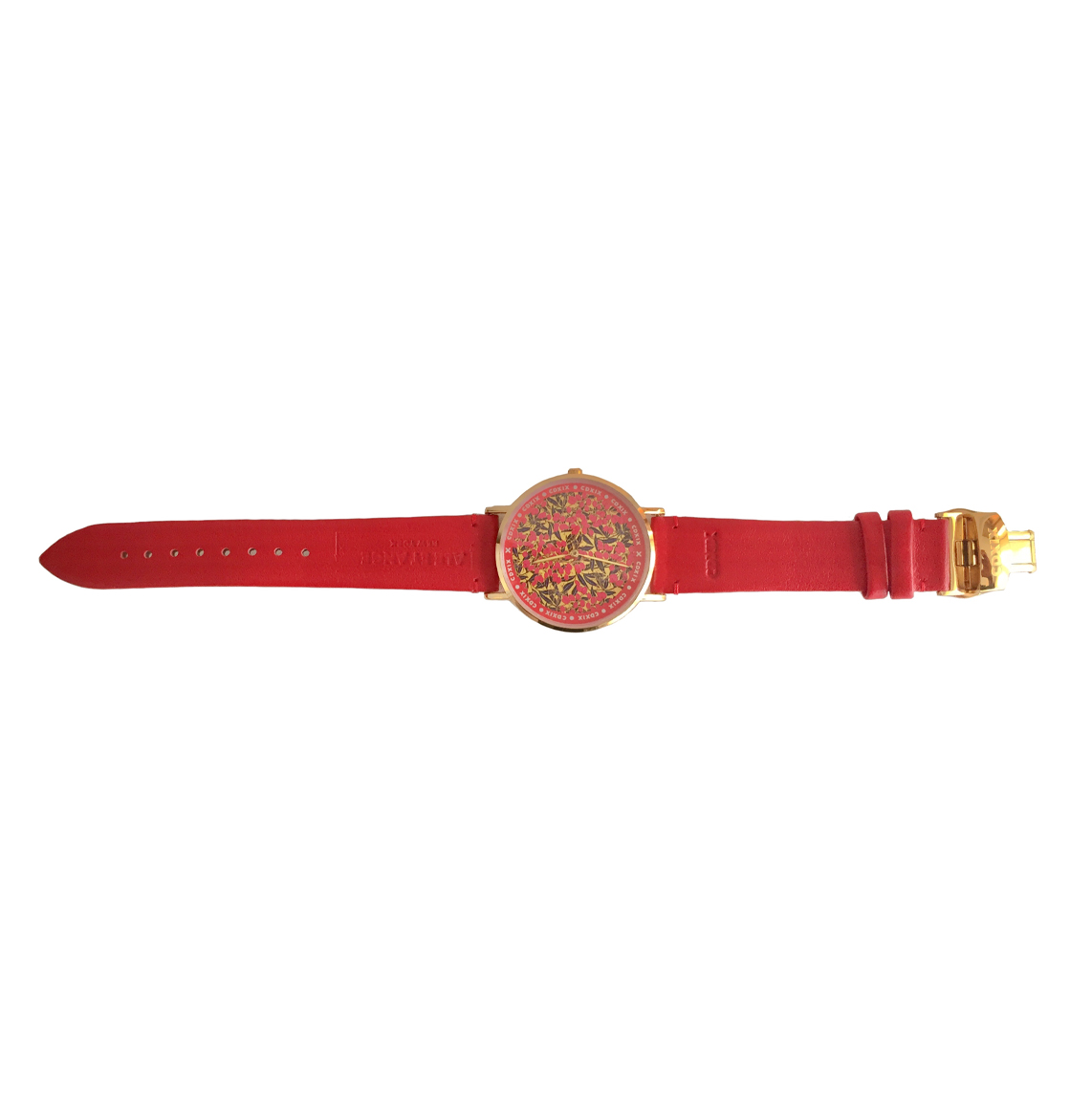 RED AND GOLD LEAF FLORAL PRINT FACE BRATCH