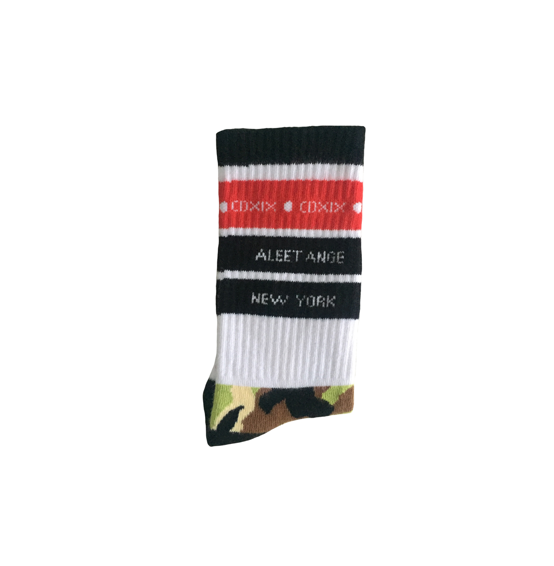 CAMOUFLAGE PRINT WHITE COTTON KNIT SOCKS