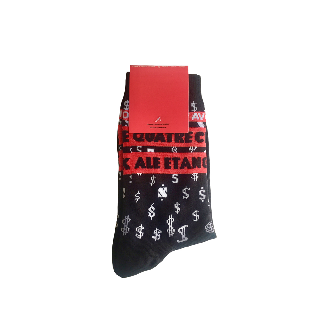 BLACK DOLLAR SIGN LOGO PRINT KNIT SOCKS