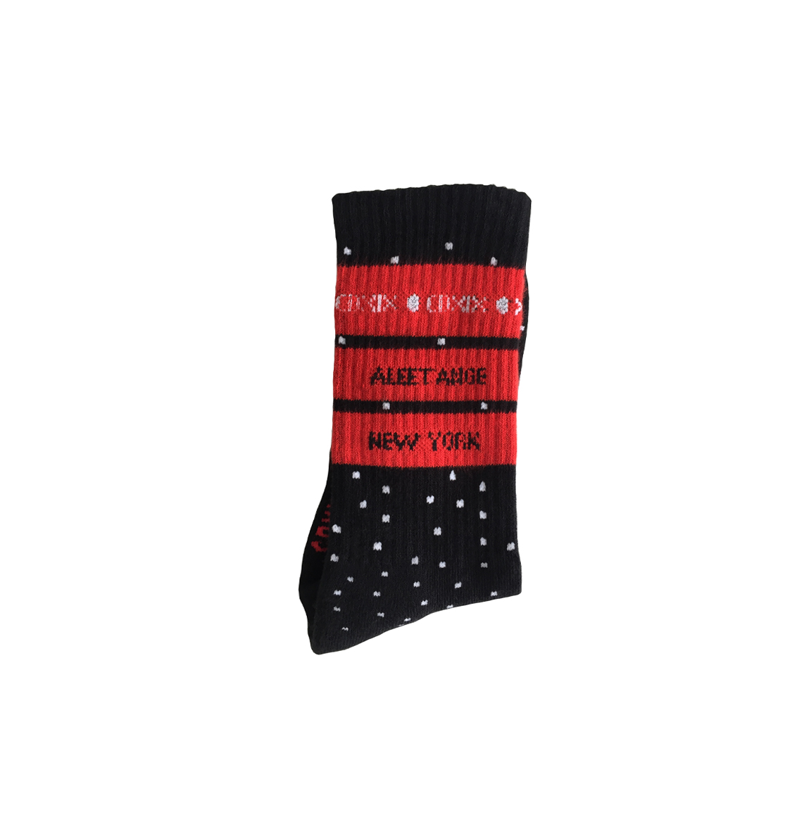 BLACK AND WHITE POLKA DOT COTTON KNIT SOCKS
