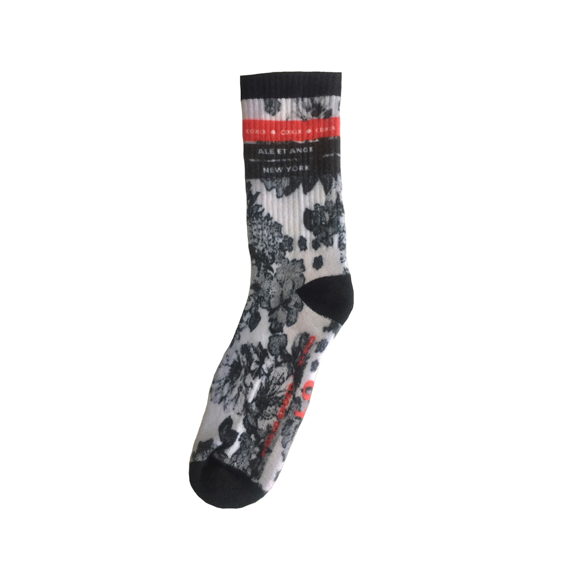 ROSE FLORAL B&W SOCKS