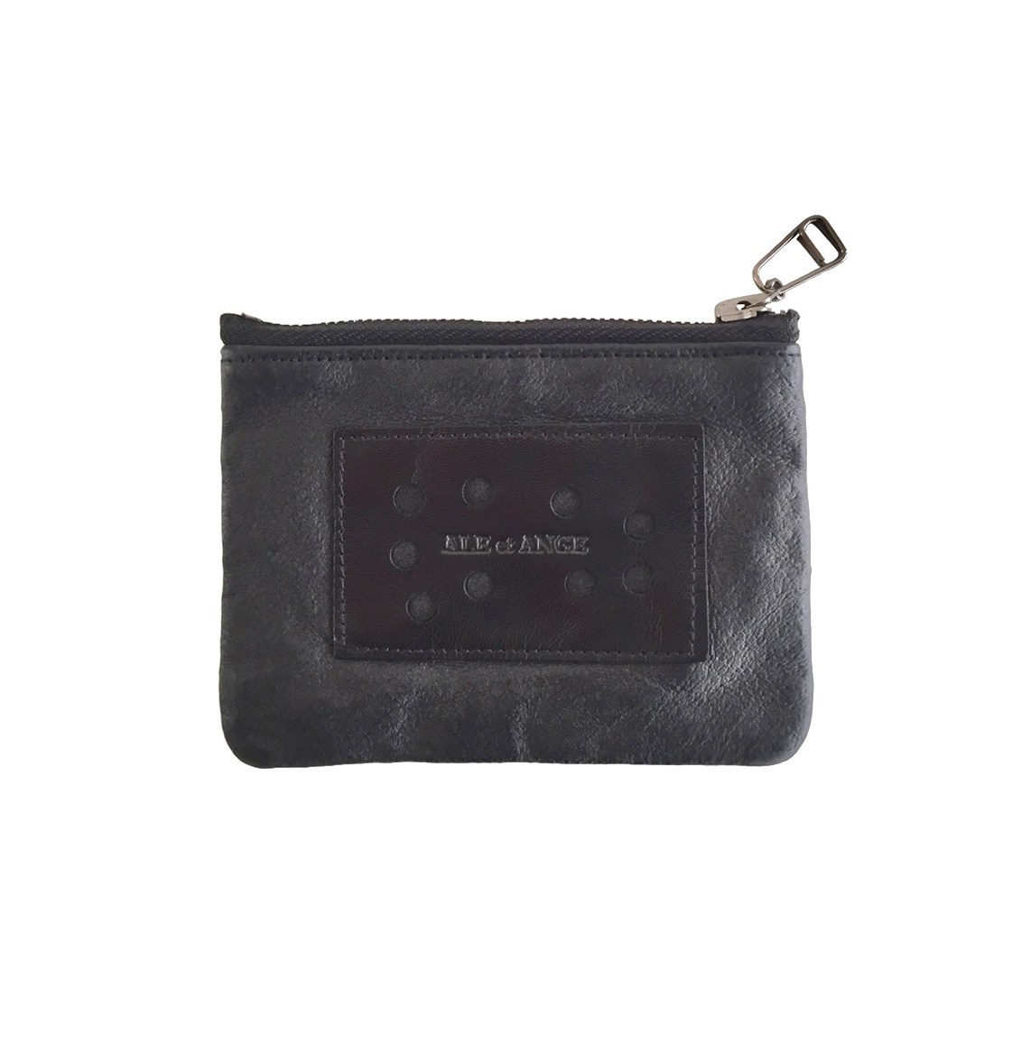 BLACK PAPERTHIN LEATHER ZIP WALLET