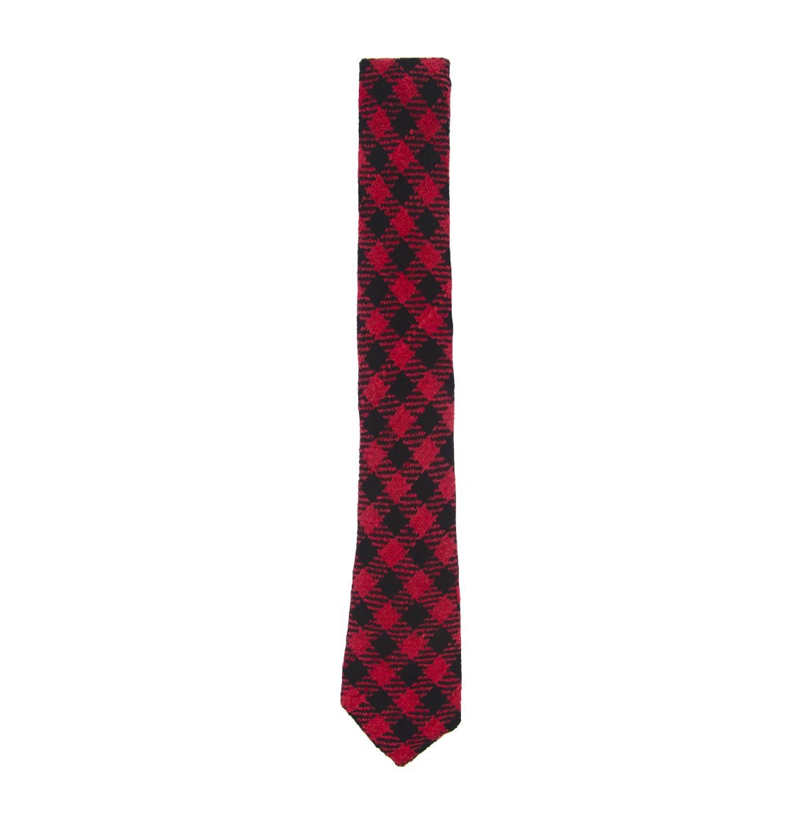 RED BLACK SILK PLAID TIE