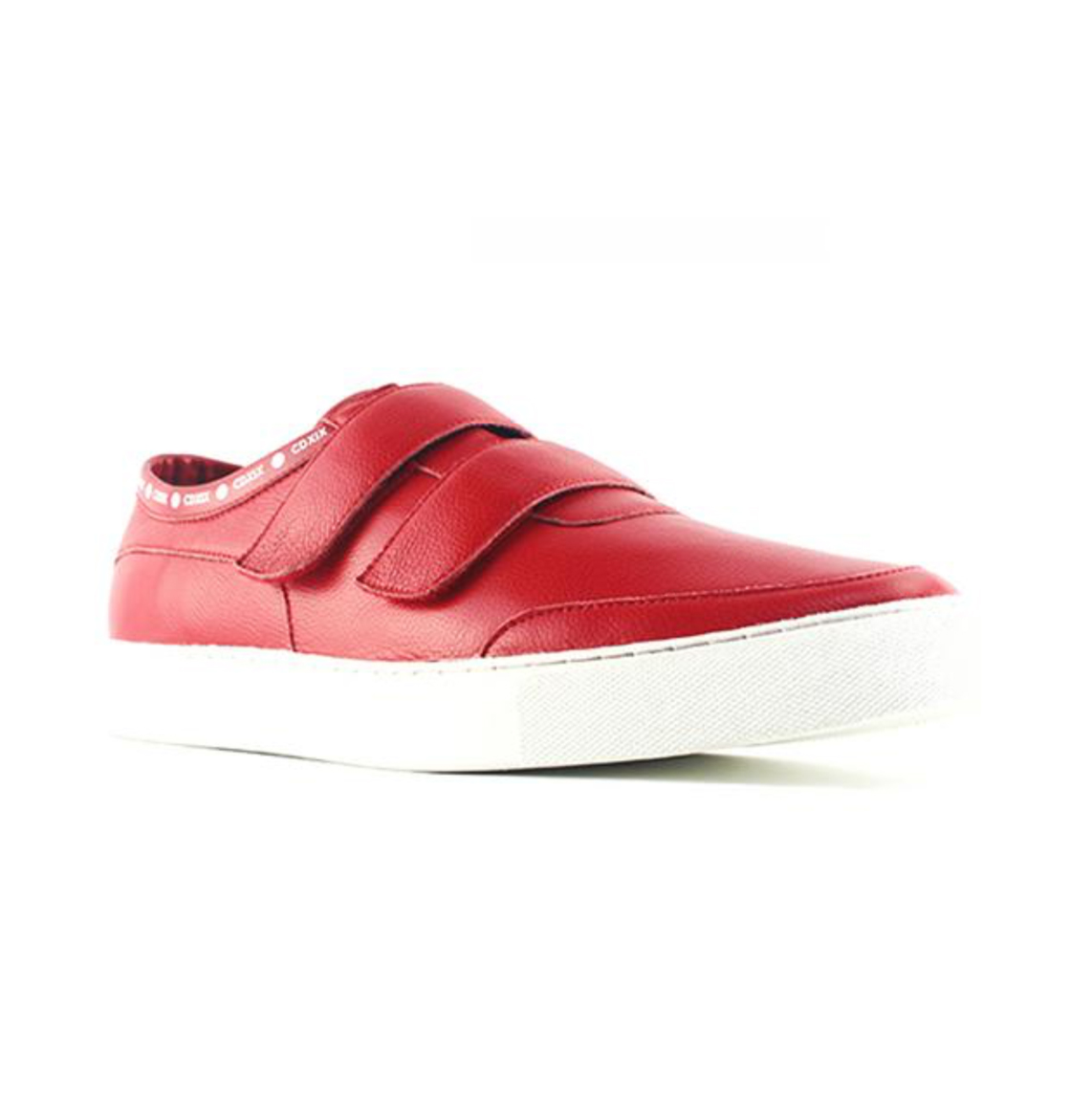 RED LEATHER DOUBLE STRAP SNEAKERS